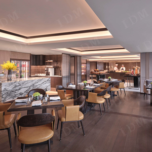 Bàn nhà hàng gỗ rắn hiện đại IDM với ghế sofa và quầy bar cho mục đích thương mại - Product Image 1