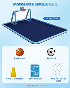 Tapis de jeu aquatique 3 en 1 pour enfants avec arroseur, 118x137, extra large, antidérapant, avec but de football et panier de basket, pour l'extérieur - Product Image 6