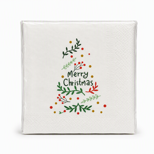 Serviettes en papier imprimées jetables 2 plis 4 volets pour Noël, motif floral tropical, pour fêtes et sacs de serviettes de fête - Product Image 2