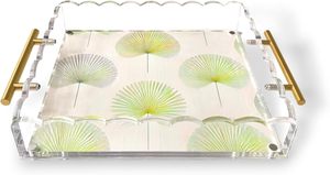 Chuyên nghiệp vỏ sò rõ ràng Acrylic khay với Vàng xử lý lưu trữ Organizer <span class=keywords><strong>Tabletop</strong></span> nhựa lưu trữ khay - Product Image 3