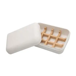 Travel Portable Bamboo Soap Box Bathroom Soap Dishes Case Easy To Carry Home Shower Outdoor Hiking Camping Bar Holder Container