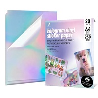 Papel Adhesivo de Vinilo Transparente A4 Imprimible con Tinta Holográfica para Impresoras Láser e Inyección de Tinta - para Velas, Manualidades, Marcos de Fotos