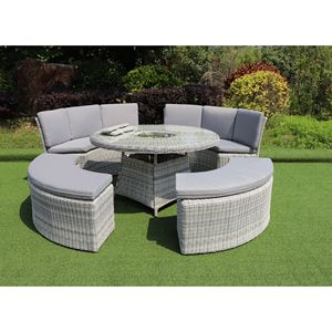 Moderno 10 Asiento Al Aire Libre Redondo Comedor Set Rattan Mesa Redonda ratán perezoso <span class=keywords><strong>Susan</strong></span> - Product Image 1