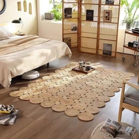 Handmade Braided Irregular Shape Jute Carpet Rugs Shaped Jute Woven Natural Rug Carpets Floor Mats