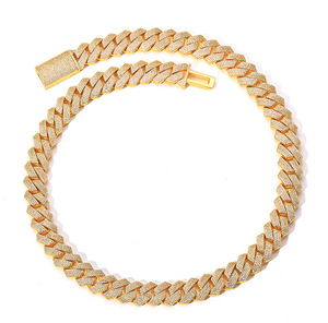 สร้อยคอแบบ Cuban Link ชุบเงิน 925 ประดับเพชร Moissanite แบบสั่งทำขายส่ง สไตล์ฮิปฮอป ระดับ VVS1 ผ่านการทดสอบเพชร - Product Image 1