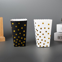 Boîte d'emballage alimentaire en gros pour pop-corn et aliments, carton jetable noir et blanc avec estampage à chaud, pour poulet, riz, frites, en papier