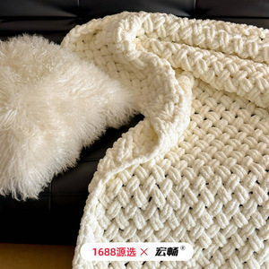 Manta de sofá tejida a mano, 130x170cm, color sólido, rectangular, para el hogar, dormitorio, sala de estar, cálida y cómoda, para cama - Product Image 5