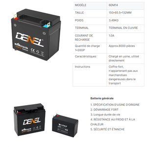 <span class=keywords><strong>Batterie</strong></span> AGM 6DM14 pour tricycle, <span class=keywords><strong>batterie</strong></span> au plomb-acide, durable, expédition rapide, coopération avec les distributeurs mondiaux - Product Image 6