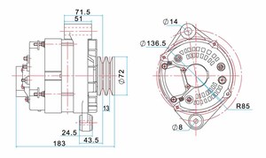 28V/55A Tự động phát điện cho Volvo B12 F10 a14n141m mới một phần số 1117252 257592 354858 357736 371972 410676 571413 571505 - Product Image 2
