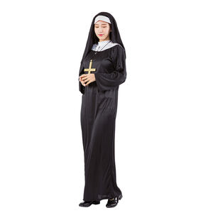 Costume da <span class=keywords><strong>suora</strong></span> per adulti <span class=keywords><strong>vestito</strong></span> da <span class=keywords><strong>suora</strong></span> prete nero pastori Costume da festa Cosplay di Halloween - Product Image 2