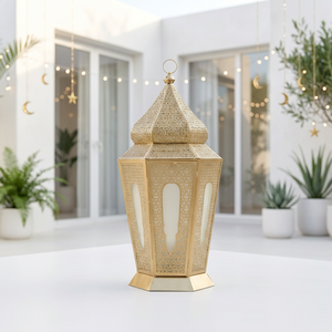 Lanterne à bougie en métal marocain doré 2027, avec fenêtres en acrylique, pour décorations de la maison pendant le Ramadan - Product Image 3