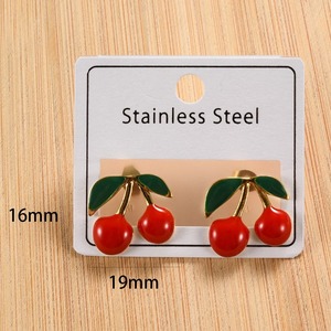 Pendientes de Cereza Kawaii de Acero Inoxidable, Lindos, Impermeables, Coloridos, con Esmalte de Frutas, Joyería Estética Dulce, Regalo para Niñas - Product Image 2