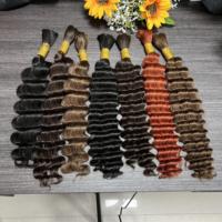 Mèches à tresser sans nœuds pré-étirées, longues, ondulées profondes, en vrac, 100% cheveux humains vierges Remy, pour extensions DIY style bohème