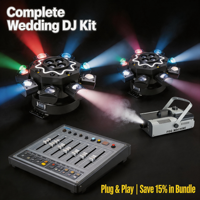 Kit d'éclairage complet pour DJ de mariage : 2x 8 projecteurs araignées + machine à fumée + contrôleur DMX – Système de scène tout-en-un pour fêtes