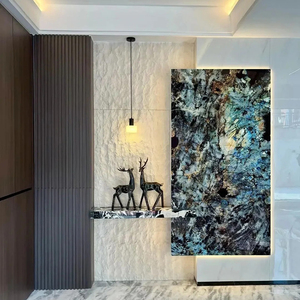 Dalles de labradorite bleue émeraude de luxe, <span class=keywords><strong>pierre</strong></span> naturelle polie, revêtement mural moderne pour villa, cuisine, salle de bain, extérieur, imperméable - Product Image 3