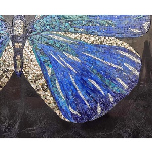 Mosaïque en marbre à motif de médaillon en pierre, design papillon, incrustation artistique, carrelage de sol et mur de fond en mosaïque de marbre - Product Image 5
