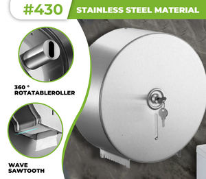 Finition brossée moderne FANDA # Distributeur mural de rouleaux jumbo en acier inoxydable 430, écologique, pour immeuble de bureaux - Product Image 4