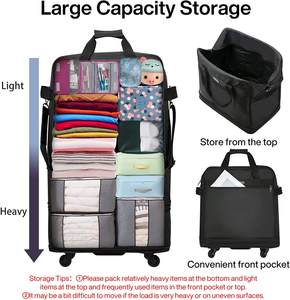 מותאם אישית עמיד למים עגלה מתגלגל תיק נסיעות לשאת על מזוודות תיק פוליאסטר דובון נסיעות תיק עם גלגלים - Product Image 5