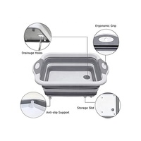 Corbeille à linge pliable, passoire, planche à découper pliable 2-en-1 en silicone souple pour cuisine