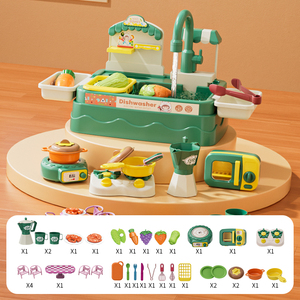 Jouets de <span class=keywords><strong>cuisine</strong></span> de simulation pour enfants d'âge préscolaire, machine à laver la vaisselle en plastique à circulation d'eau électrique, évier de jeu d'imitation pour garçons - Product Image 6