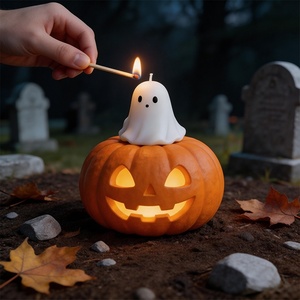 Moule <span class=keywords><strong>en</strong></span> silicone 3D pour bougeoir, motif fantôme sorcier Halloween, pour résine, plâtre et artisanat <span class=keywords><strong>de</strong></span> bougies, modèle crâne - Product Image 2