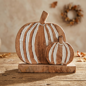 Wood Pumpkin Trivet Non Slip Heat Resistant Decorative <b>Table</b> Mat Irregular Wooden Coaster for Kitchen Dining Room - Product Image 2