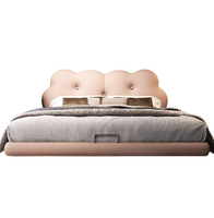 Lit de princesse haut de gamme en bois de pin massif, style moderne et minimaliste, avec rangement, en cuir véritable, pour chambre de fille ou petit appartement