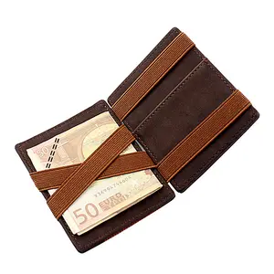 Portafogli magici Bifold con Logo personalizzato portafogli in vera pelle Vintage Slim Men Rfid Blocking Card Holder portafoglio portamonete