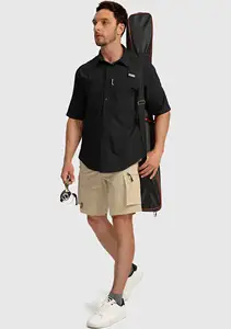 Herren-Angel hemden mit Reiß verschluss taschen UPF 50 Leichte Button-Down-Herren-Freizeit hemden