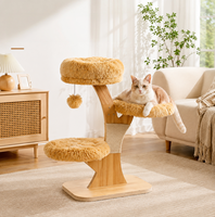 Nouveau modèle d'arbre à chat en bois de luxe avec lit isolant intégré et griffoir, doté de balles interactives suspendues