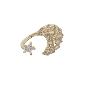 JML Nhẫn nữ Cuba hợp thời trang có thể điều chỉnh đôi cánh thiên thần mặt trăng bướm 14K mạ vàng nhiều lớp 14k vàng Oro raminado quyến rũ bằng đồng - Product Image 3