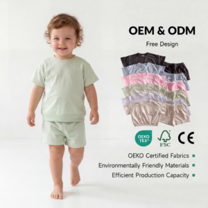 Set di Abbigliamento Estivo per Bambini in Cotone Biologico OEM ODM, Completi all'Ingrosso per Ragazzi - Product Image 1
