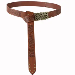 Ceinture de chevalier de la Renaissance cloutée en cuir PU gaufré ceinture de joint torique Costume de Viking accessoires de GN ceinture de Viking médiévale pour hommes