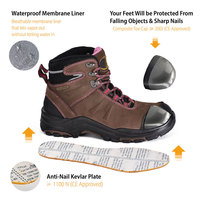 Bottes de sécurité imperméables à tige haute marron pour femmes, bottes de sécurité légères en composite pour la construction, l'entrepôt et le travail en extérieur