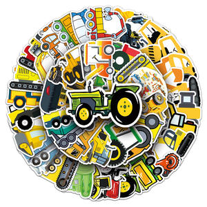 Directo de fábrica, 50 Uds., camión de dibujos animados, excavadora, pegatinas impermeables de PVC, gran oferta, etiquetas de embalaje para vehículos de construcción - Product Image 1