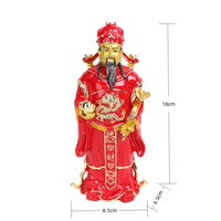SHINNYGIFTS Artisanat Métallique Décoration Maison Bouddhisme Bouddhistes Émail Étain Plaqué Or Peinture 3D à la Main Figurine du Dieu de la Richesse