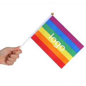 Drapeau de la fierté gay Aroace aromantique et asexuel en polyester 14*21cm, drapeaux à main avec bâton en plastique, publicité promotionnelle - Product Image 1