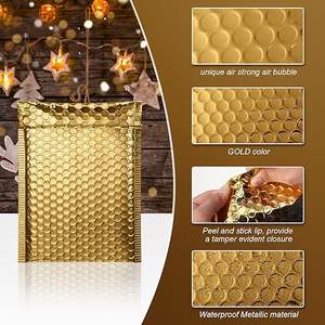 Film plaqué aluminium doré Champagne, épais, taille 20cm x 25cm + 4 sacs à bulles, sacs express, sacs d'emballage cosmétique, vente en gros - Product Image 5