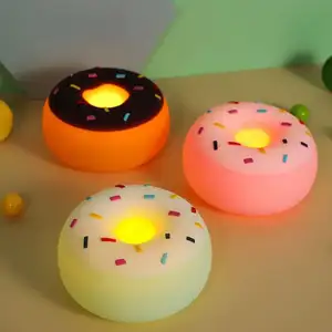 Lampu donat kartun lucu model isi ulang daya USB, lampu donat Sensor sentuh untuk kamar tidur