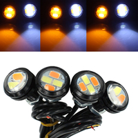 Feux de jour LED Eagle Eye pour voiture, 23 mm, 5730, 4 SMD, blanc jaune, lentille bicolore, clignotant, plaque lumineuse