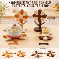 Sous-plats en pétales de tournesol pour plats chauds, lot de 4, réversibles, résistants à la chaleur, en bois, support en forme d'arbre, décoration de comptoir de cuisine
