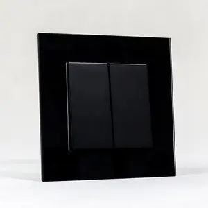 China Manufacturer European Type 86*86mm 250V 10A White Black Tempering Glass Plate 2 Gang 1 Way 2 Way 3 Way Light Switch