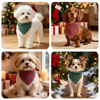 Bandanas pour chien à carreaux de Noël Tanpopo, foulards triangulaires en tartan rouge et vert pour animaux de compagnie, accessoires de fête de Noël pour animaux