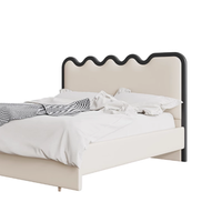 Leerle BL Light Luxury Ripple Cream Soft Bed Appui-tête Board Double Floor Wave Design Personnalisable Moderne Bois Populaire Internet