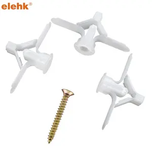 Elehk Aircraft Type Plastic Expansion Anchor Screw Wall Plug Butterfly Anchor Plastic Toggle Anchor