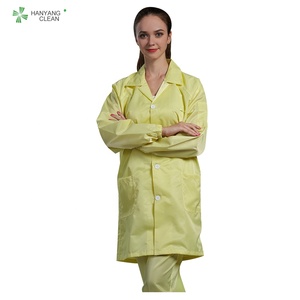 H-1104 Antiestático <span class=keywords><strong>ESD</strong></span> Smock Gown Autoclavável Cleanroom Pink Stripe Vestuário Segurança Vestuário para Lab Coats - Product Image 4