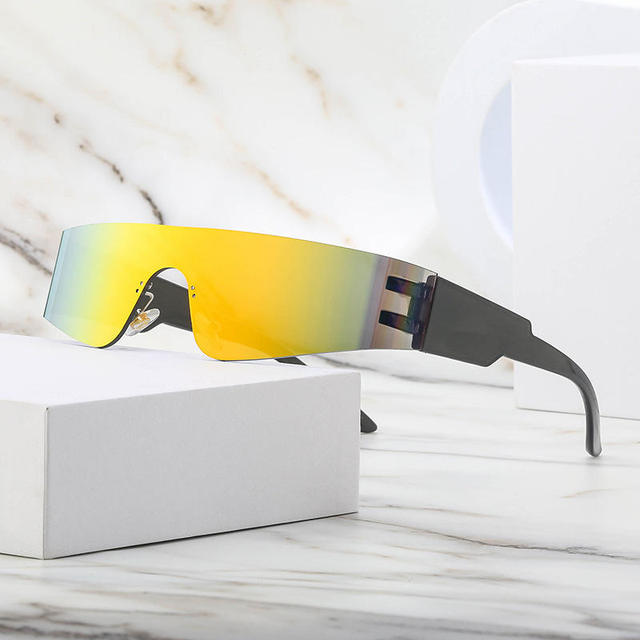 Fashion Futuristic Pink Mirrored UV400 PC Sunglasses Women Men 2023 Brand Designer Trendy Steam Punk Rectangle