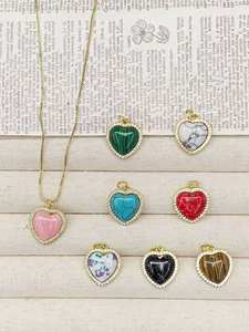 CH-JDN0949 Nouveauté Cadeau de la Saint-Valentin Meilleur ami Pendentif en émail coloré <span class=keywords><strong>Collier</strong></span> cœur <span class=keywords><strong>Collier</strong></span> d'amitié <span class=keywords><strong>Collier</strong></span> de famille - Product Image 2