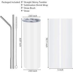 20 oz Stainless Steel Glow in the Dark Skinny Tumbler 25 Pack White Straight Sublimation Films for Business Gifts for Women - Product Image 6