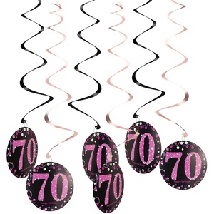 6 Pezzi Decorazioni a Spirale per Festa di <span class=keywords><strong>Compleanno</strong></span>, 30 40 50 60 70 Anni, Ornamenti Appesi per 60° <span class=keywords><strong>Compleanno</strong></span> - Product Image 6